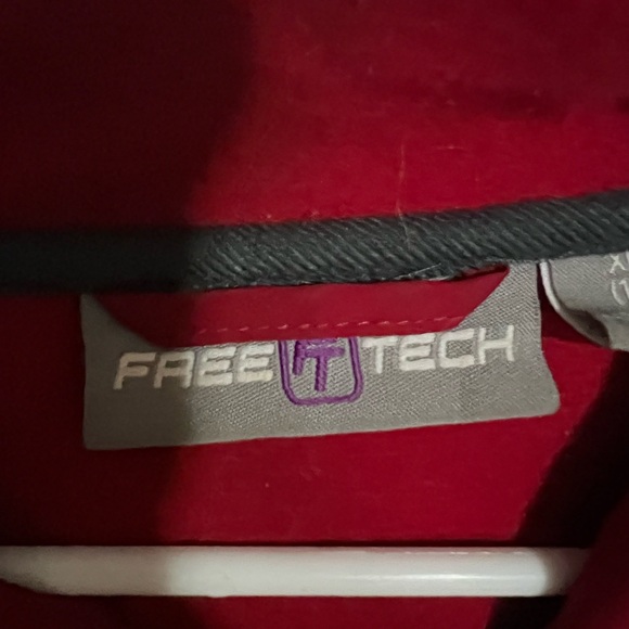 FREE TECH Classic Tunic‎ Length Full Zip Adjustable Waist Jacket Red Women's XL - Picture 3 of 6